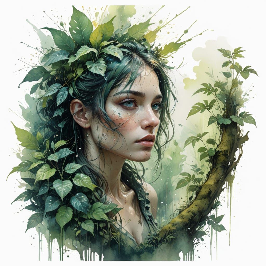 Jaguar in Misty Rainforest, Watercolour Style