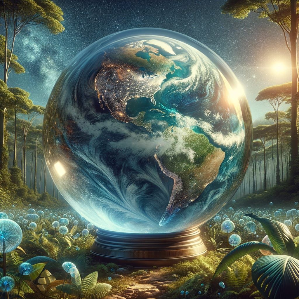 Earth in Crystal Ball, Rainforest Setting