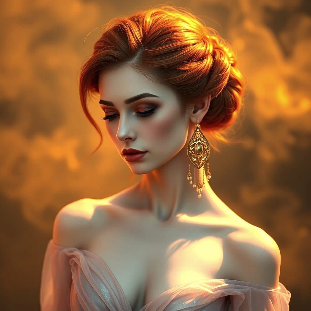 Ethereal Fantasy Portrait in Warm, Golden Light