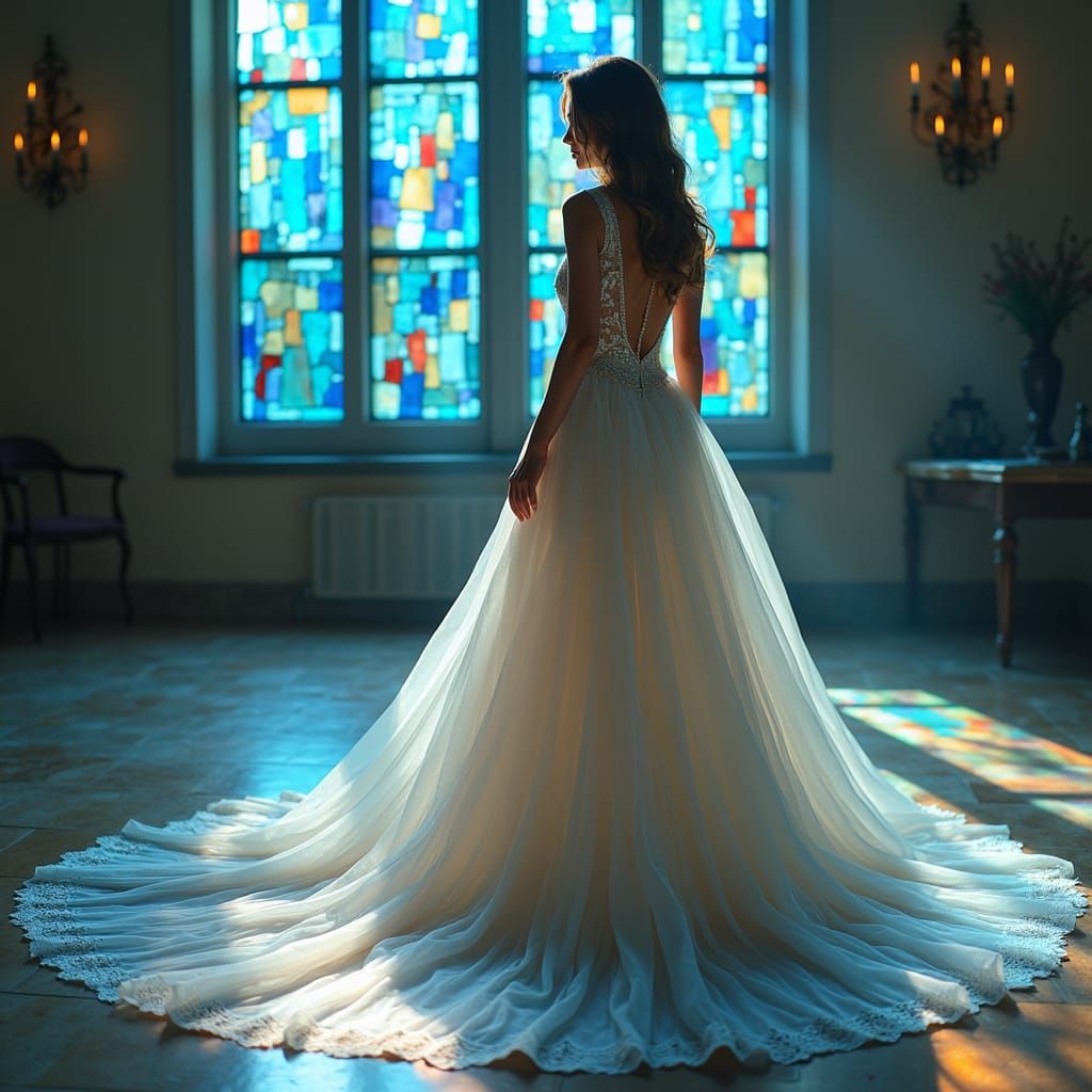 Gothic Glass Goddess Illuminated by Divine Light