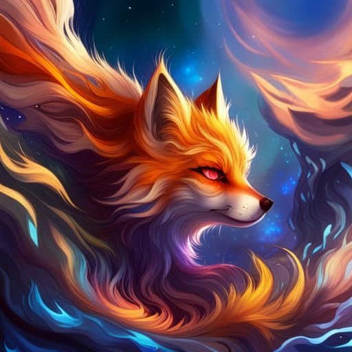 Ethereal Elemental Fox in Anime Style
