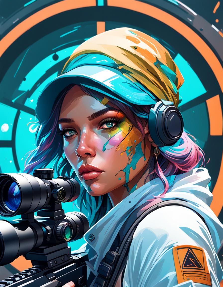 Sniper Portrait in Graffiti Art Style