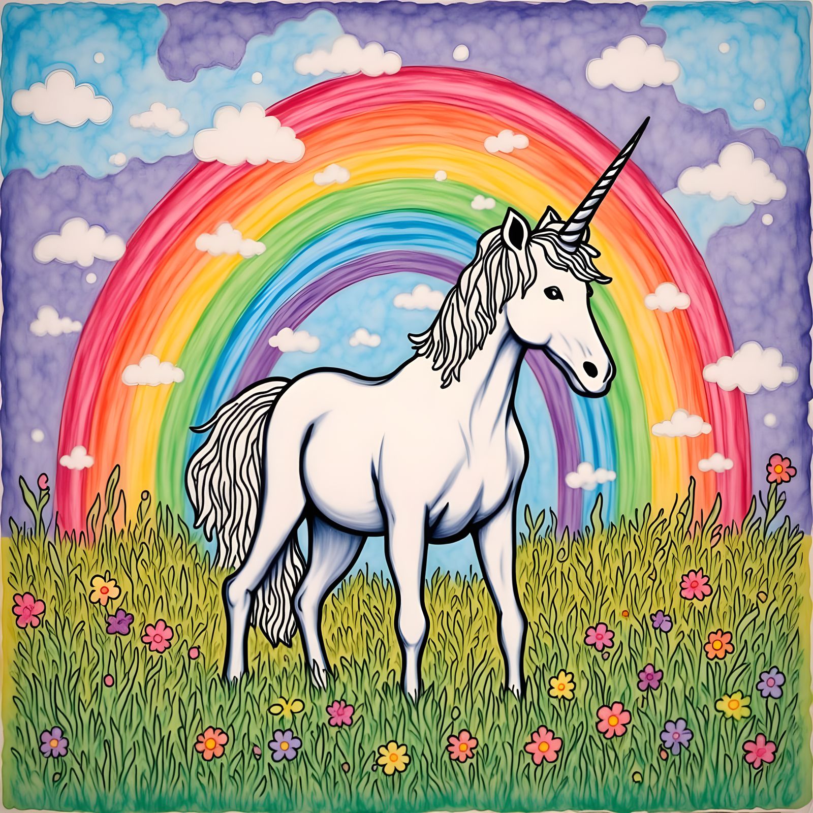 Waxy Unicorn in Rainbow Meadow