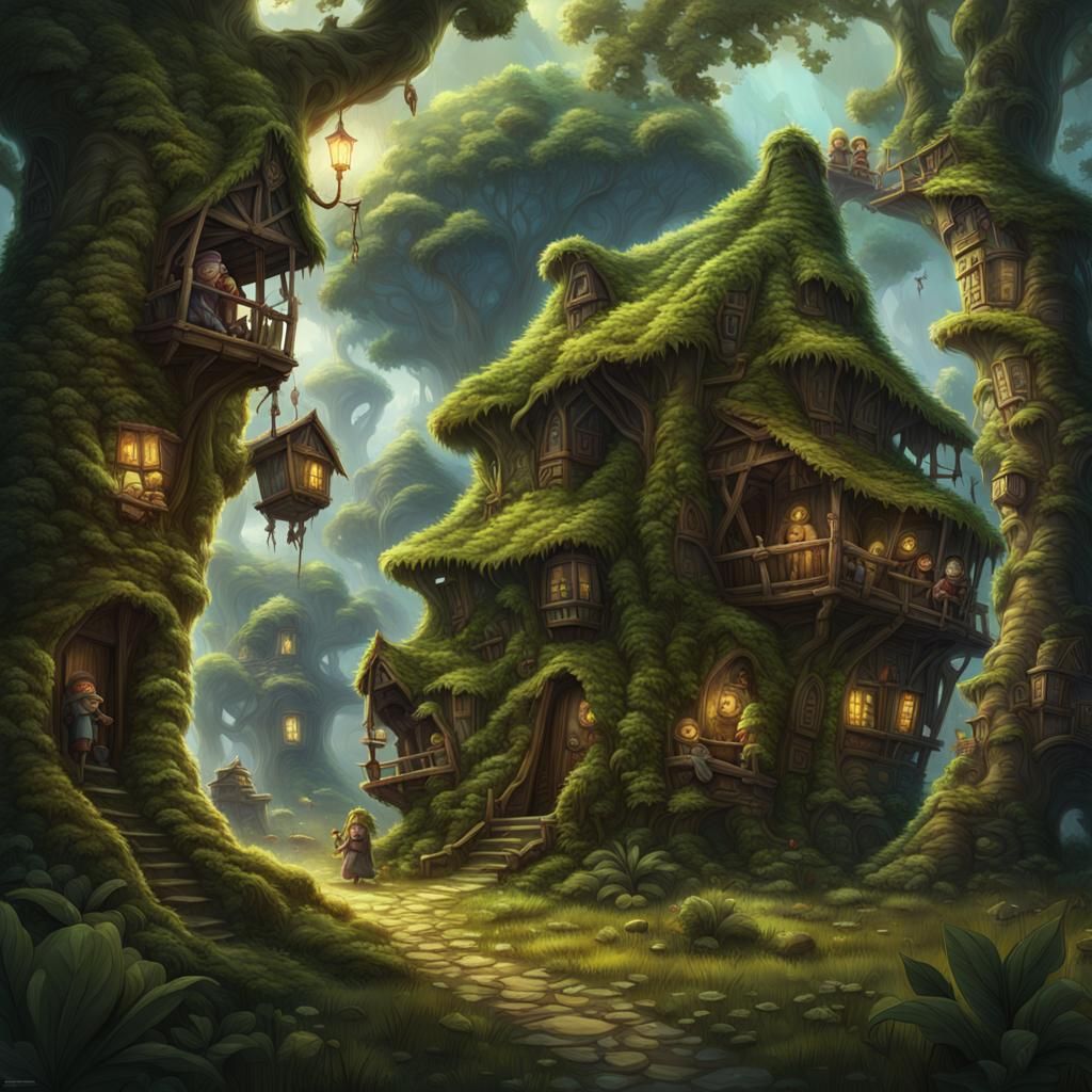 Bullywug Village Scene in Dungeons and Dragons