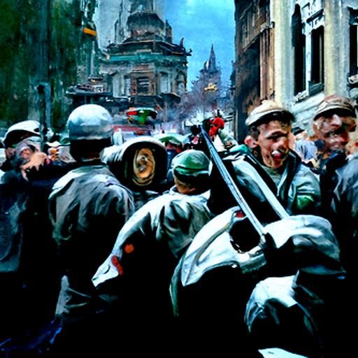 Hungarian Revolution 1956: Oil Painting