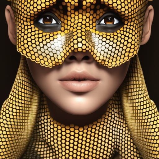 Honeycomb Woman Portrait in Art Nouveau Style