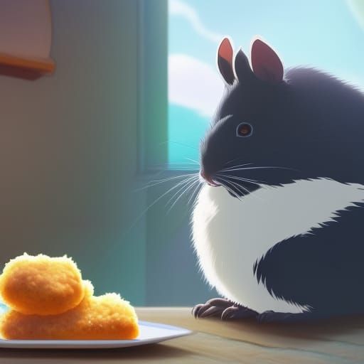 Chinchilla's Delight: A Ghibli-Style Snack Time