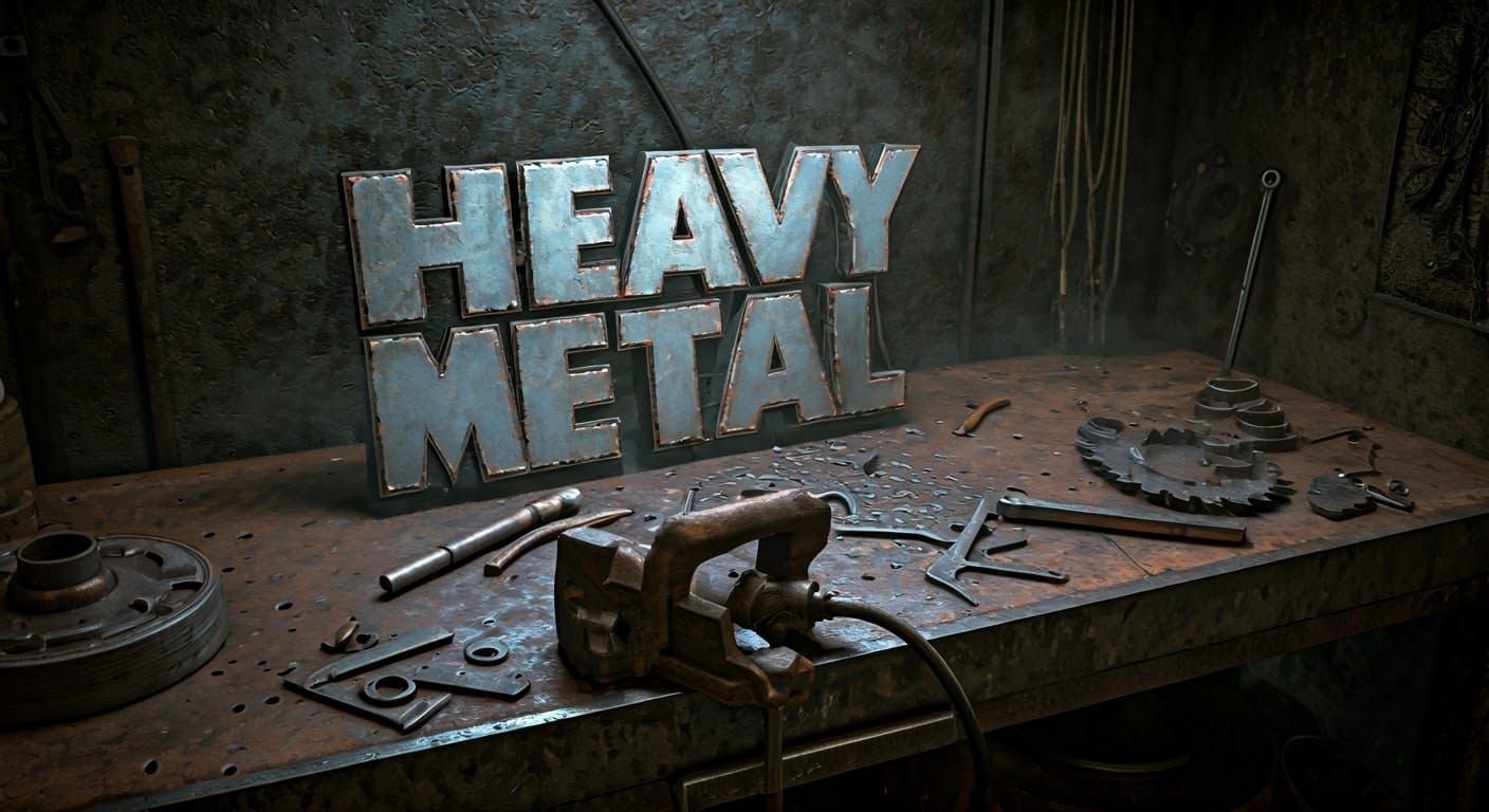 Gritty Industrial Heavy Metal Art in Gritty, High-Contrast S...