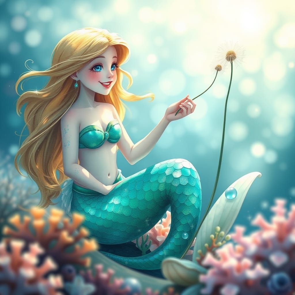 Mermaid Ariel in Impressionist Dreamscapes