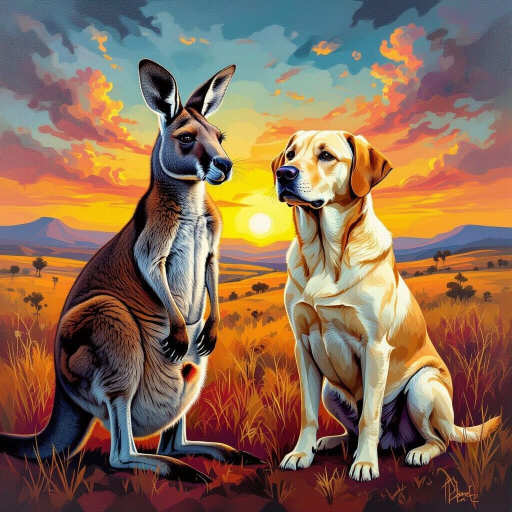 Surreal Kangaroo Labrador Fusion Digital Painting
