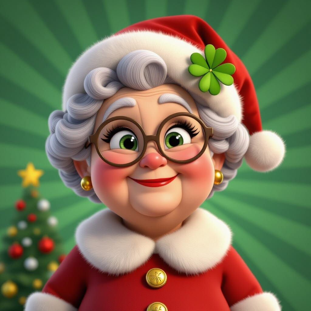 Grandma as Mrs. Claus in Festive Christmas Scene