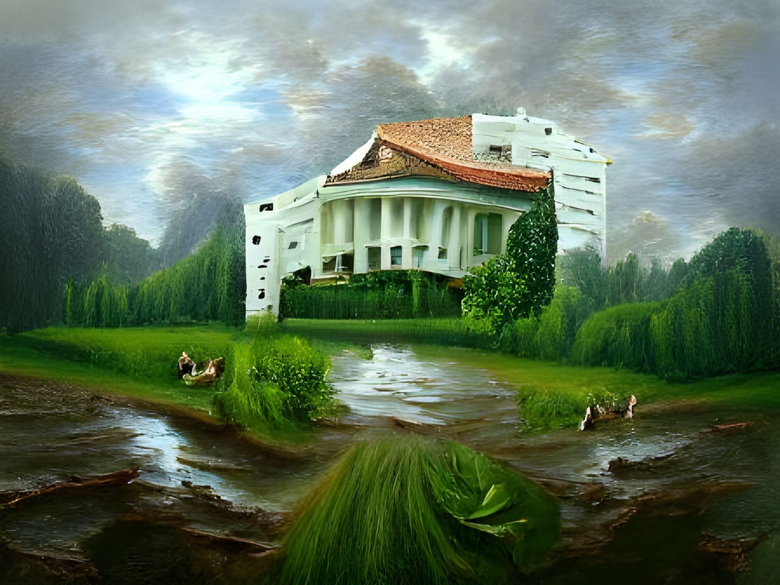 White House Reclaimed by Nature: Renaissance Painting