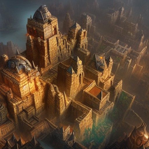 Fantastical Dwarven City in Detailed Matte Painting