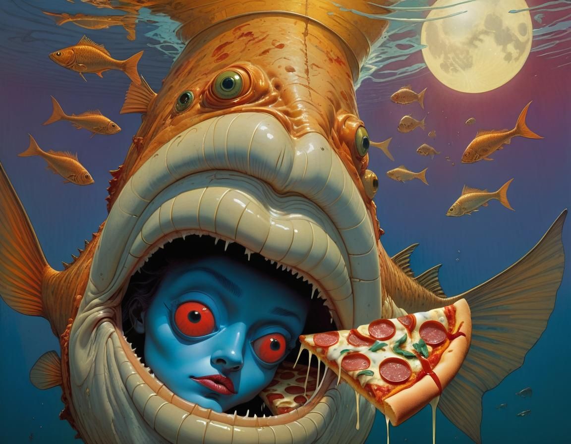 Surreal Fish Lips Pizza Party