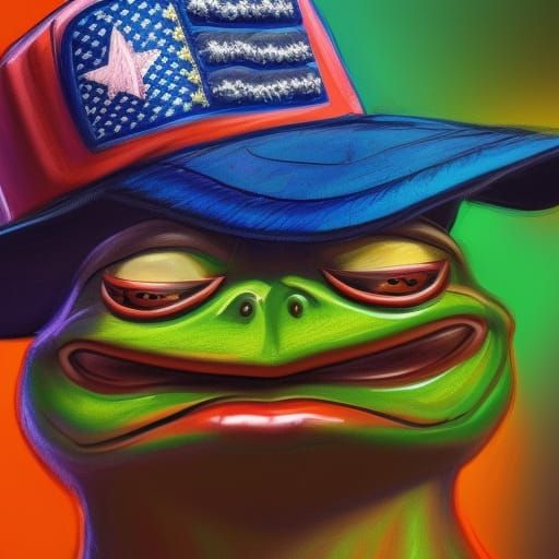 Hyperrealistic Pepe the Frog in MAGA Hat