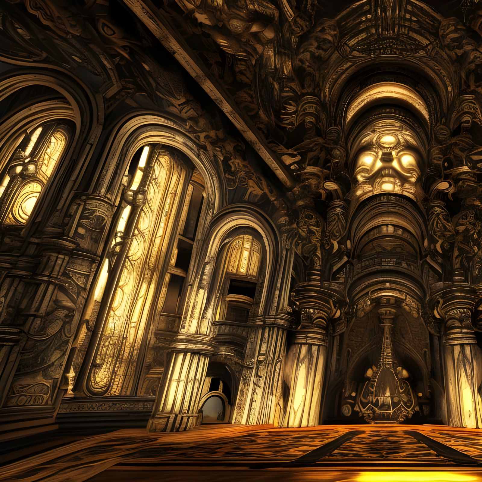 Intricate Religious Temple in Giger Style