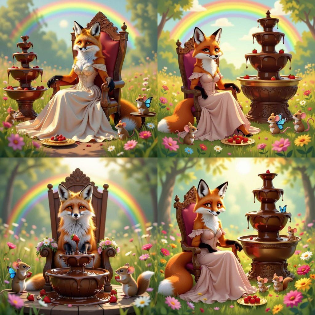 Fox on Throne with Chocolate Fountain