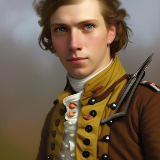 Revolutionary War Soldier Portrait in Digital Art Style