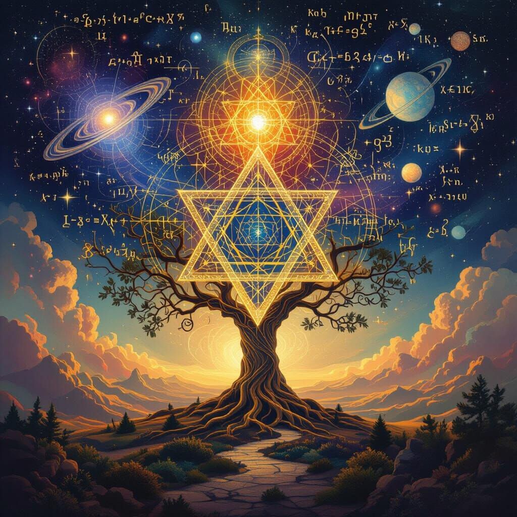 Kether Crown of Life With Cosmic Equations