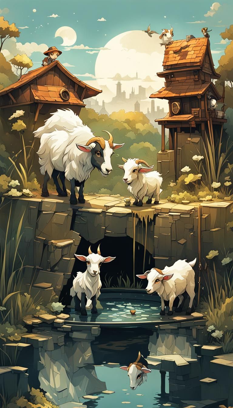 Goats At The Pond