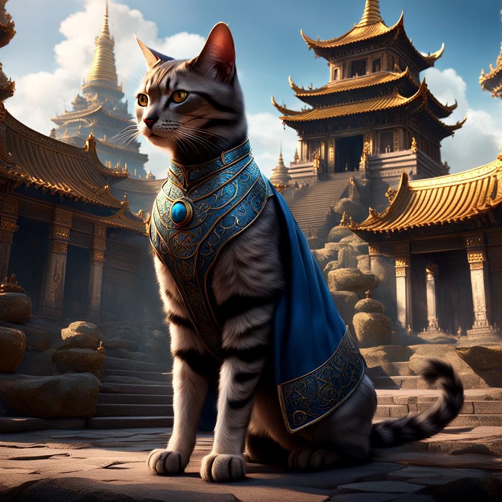 Cat Dressed as Sufi Dervish in Temple