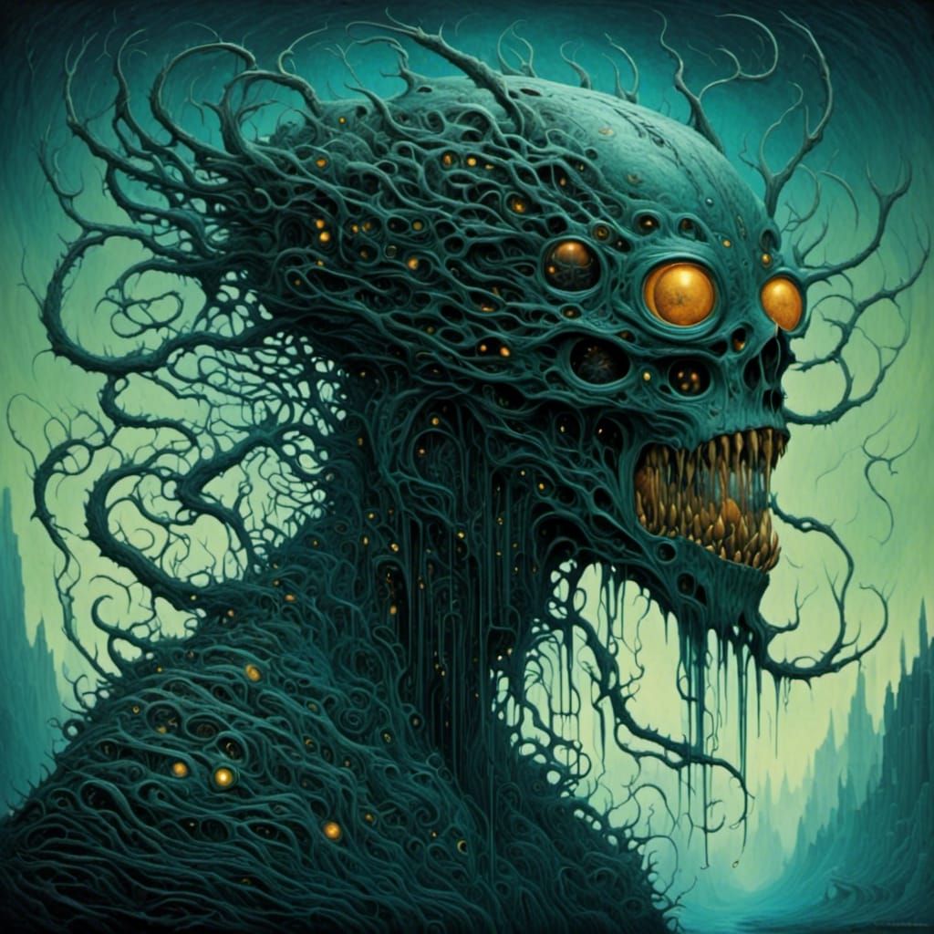 Cosmic Dragon in Eerie Astral Illustration