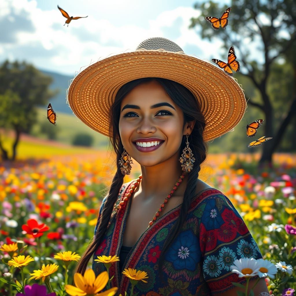 Colombian Beauty in a Field of Wildflowers