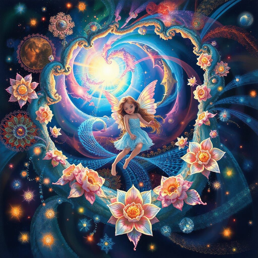 Ethereal Fairy Emerge from Cosmic Vortex