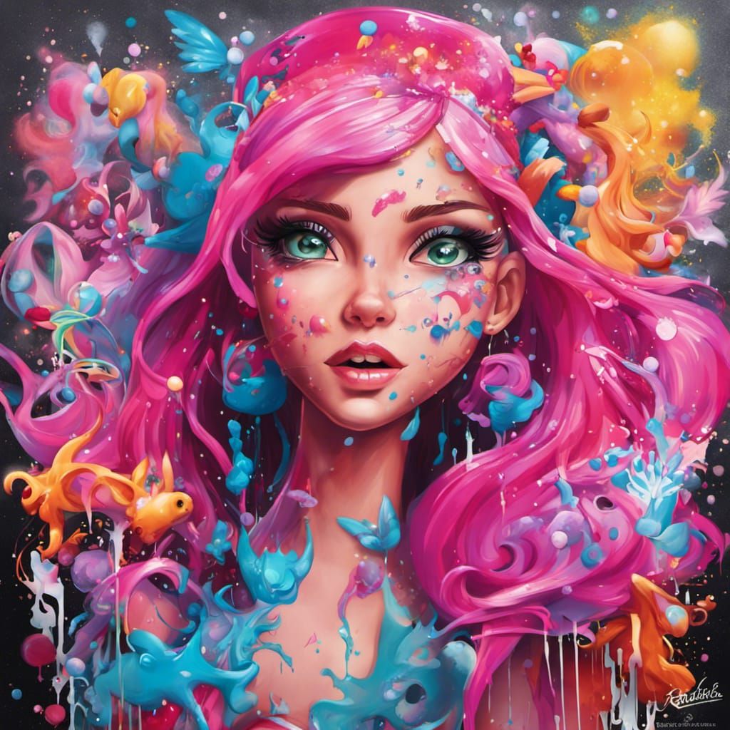 Winx Club, PopPixie, and Barbie in Graffiti Art