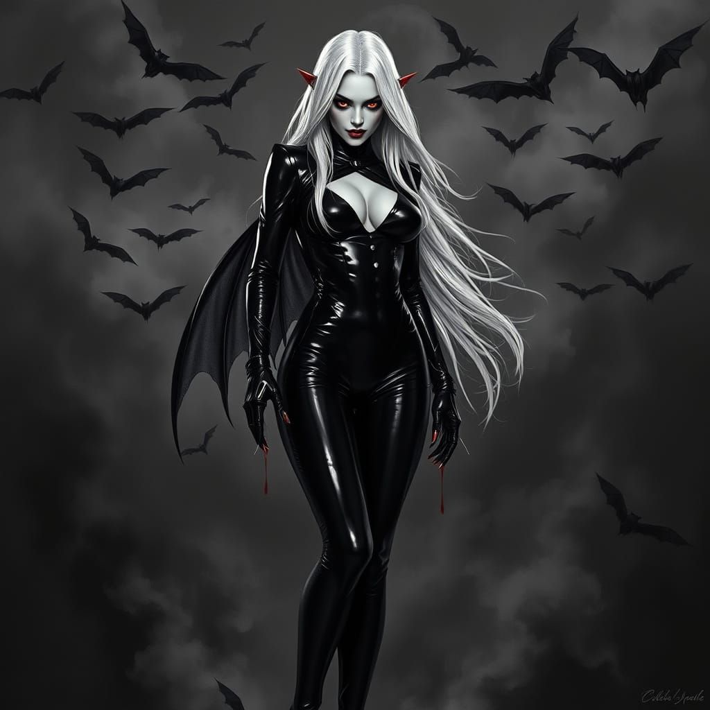 Ethereal Vampire Goddess in Dark Gothic Style