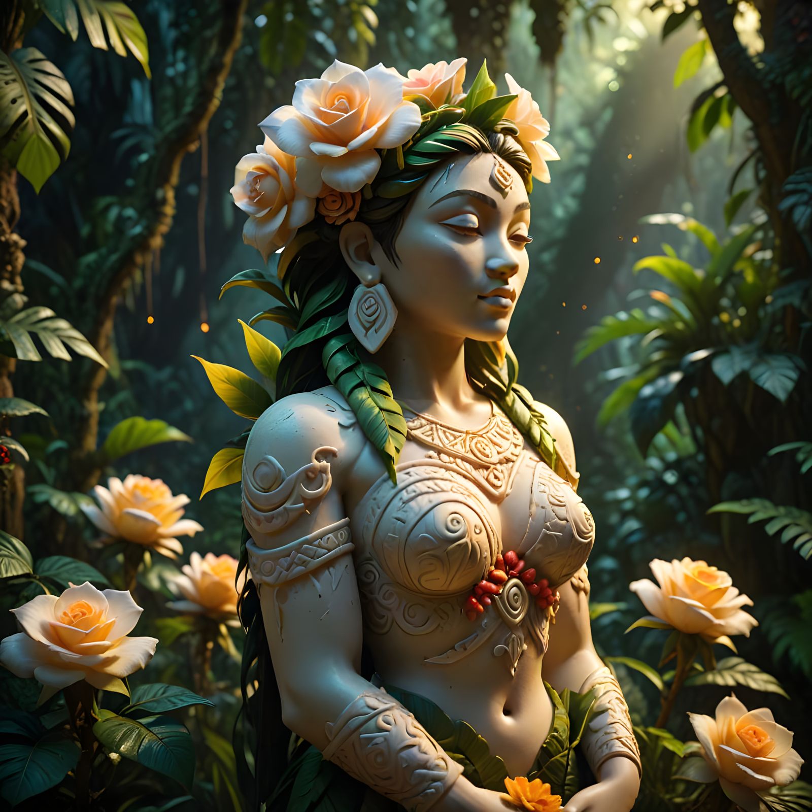 Dramatic Alabaster Rose Tiki: Digital Matte Painting