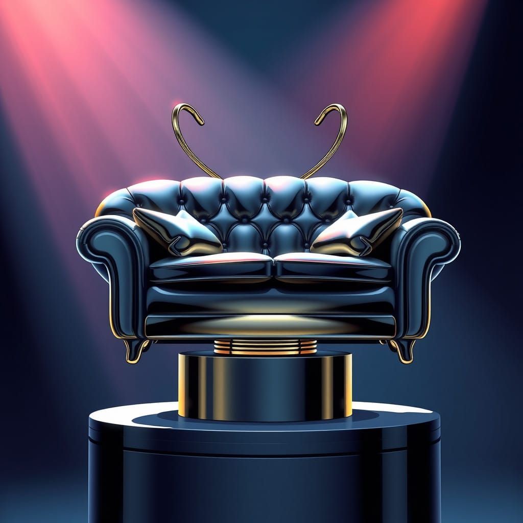 Sleek Modern Couch Trophy in Comic Book Art Style