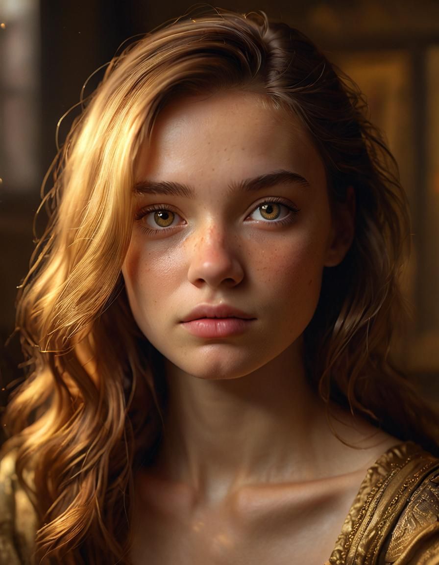 Renaissance-Inspired Digital Portrait in Golden Light