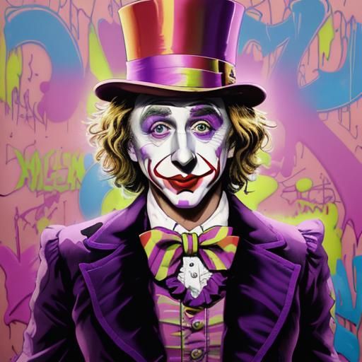 Willy Wonka Joker Graffiti Art