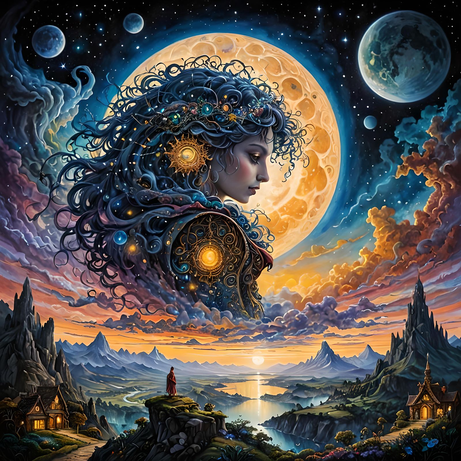 Galactic Gothic Moonscape in Hyperrealistic Style