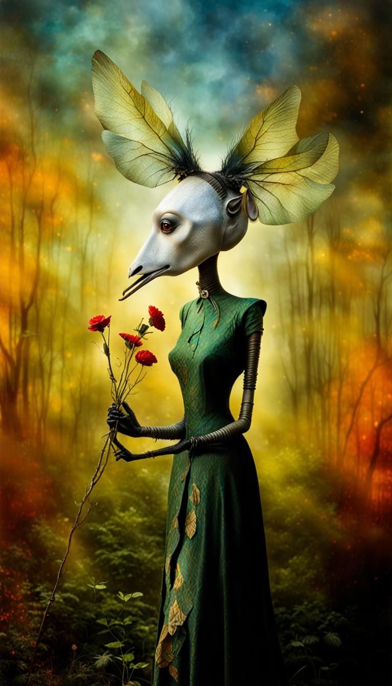 Surreal Alien Celebration in Dreamy Restaurant