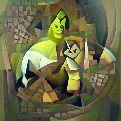 Shrek in Abstract Cubism Style