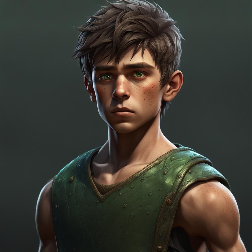 Teen Boy Portrait in Dark Fantasy Style