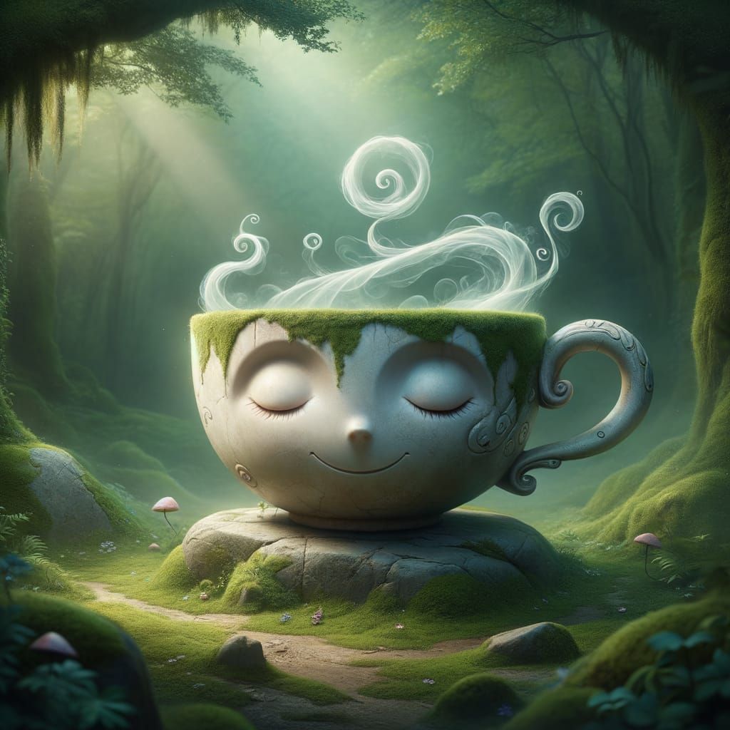 Whimsical Oversized Teacup with Dragon Handle in Enchanted F...