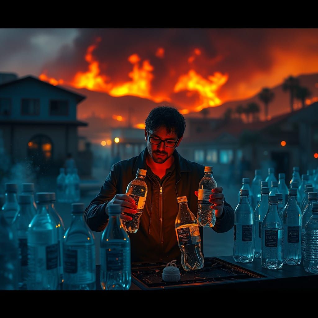California Governor Haggles Water Bottles in a Fiery Apocaly...