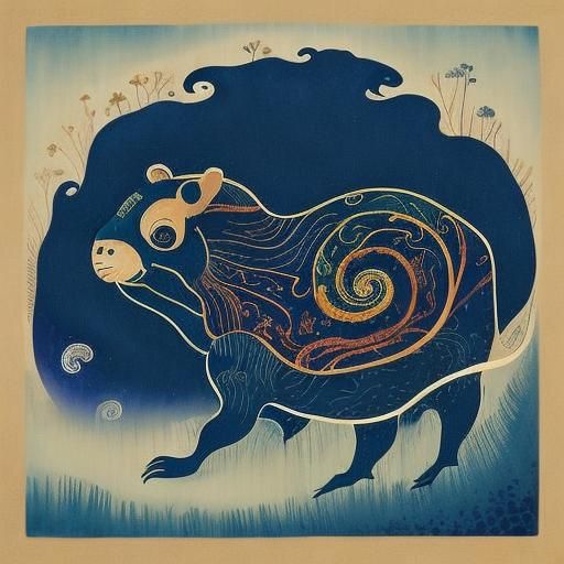 Young Bear Portrait in Watercolor, Miro Style