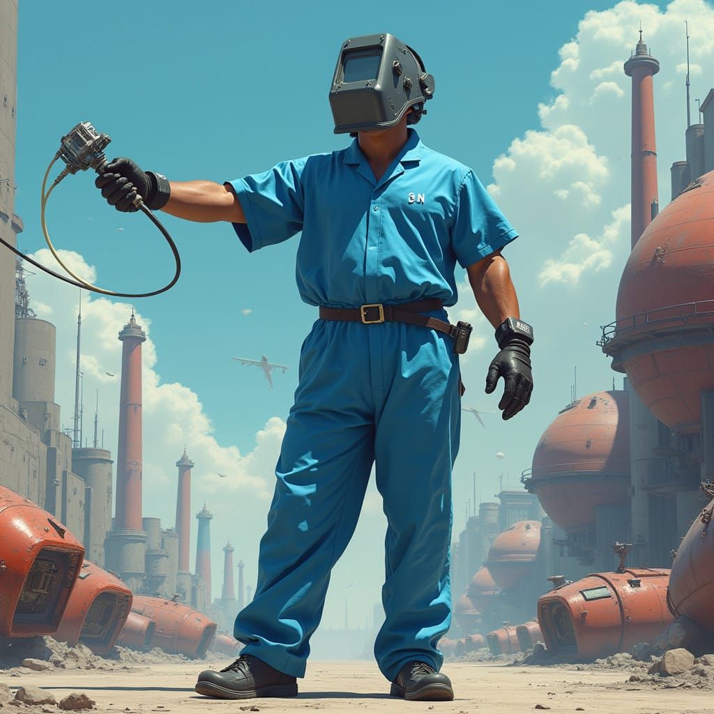 Heroic Surgeon in Futuristic Spaceport