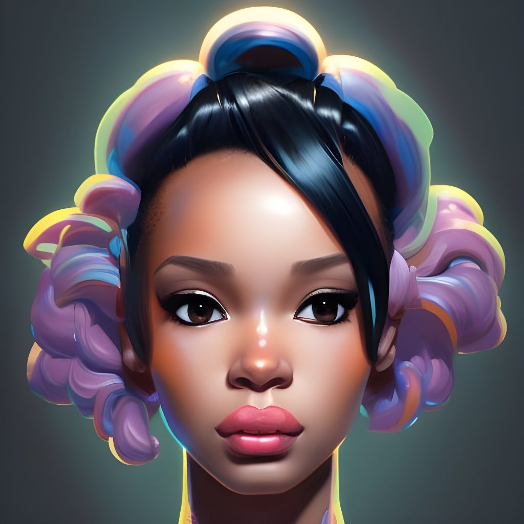Black Barbie Portrait in Art Nouveau Style