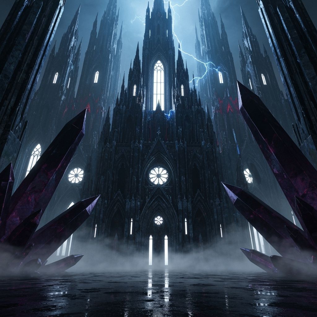 Colossal Gothic Cathedral in Dark Fantasy Style