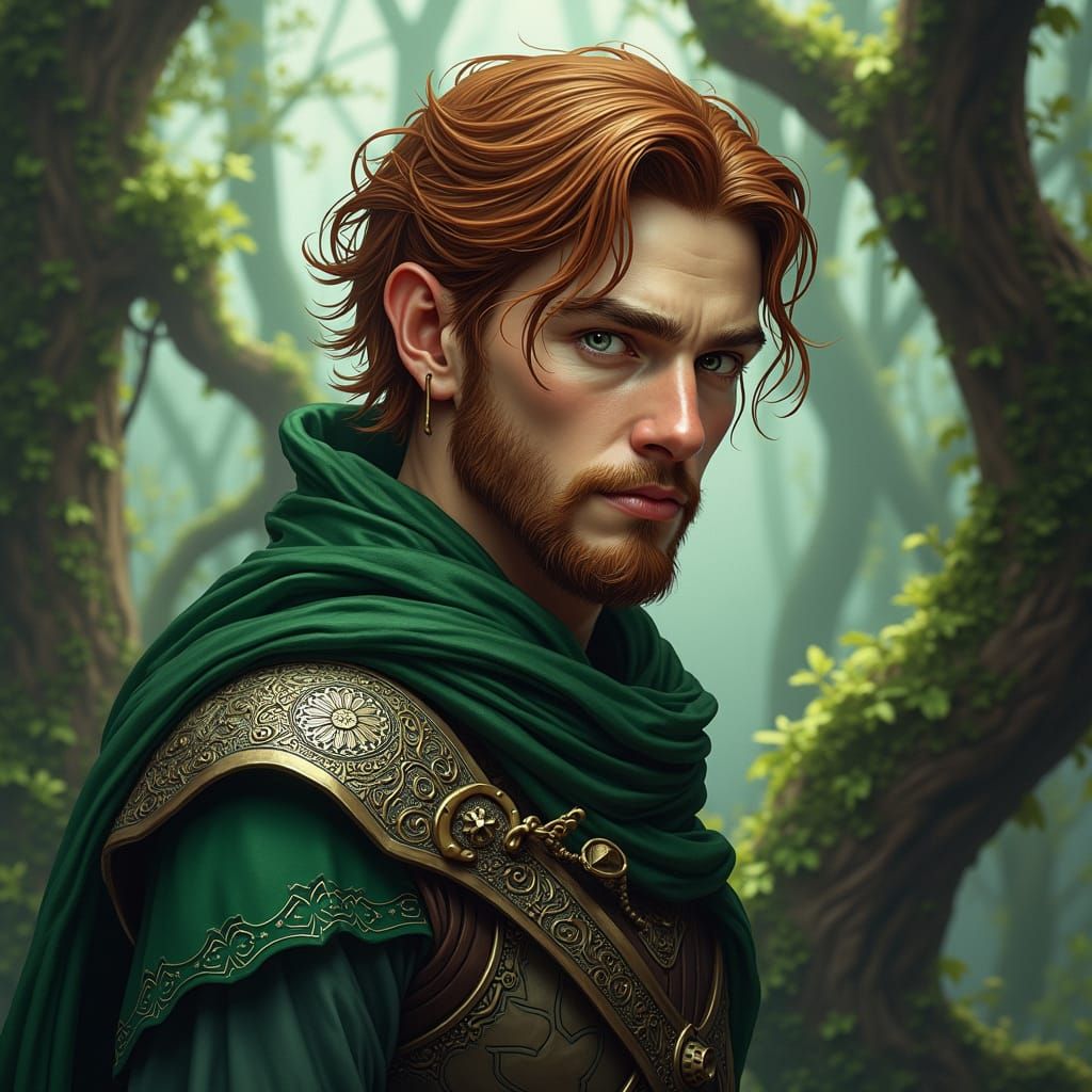 Mystical Wood Elf Druid in Forest Environment