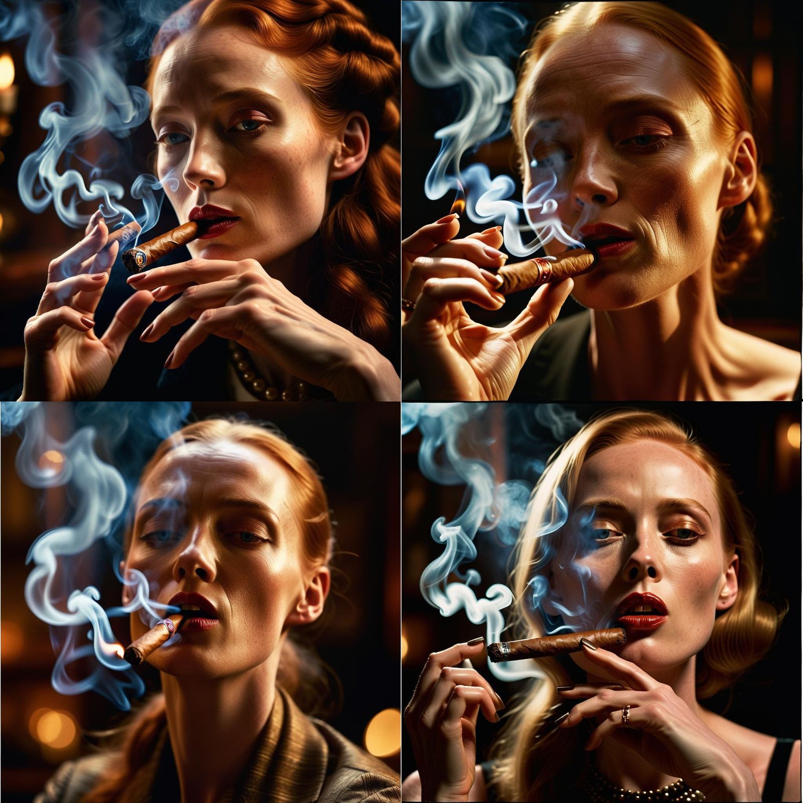 Deborah Ann Woll Smoking a Cigar: Realistic Photo