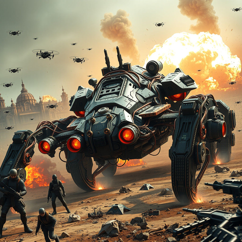 Armored Scorpion Mech Dominates Futuristic War Zone