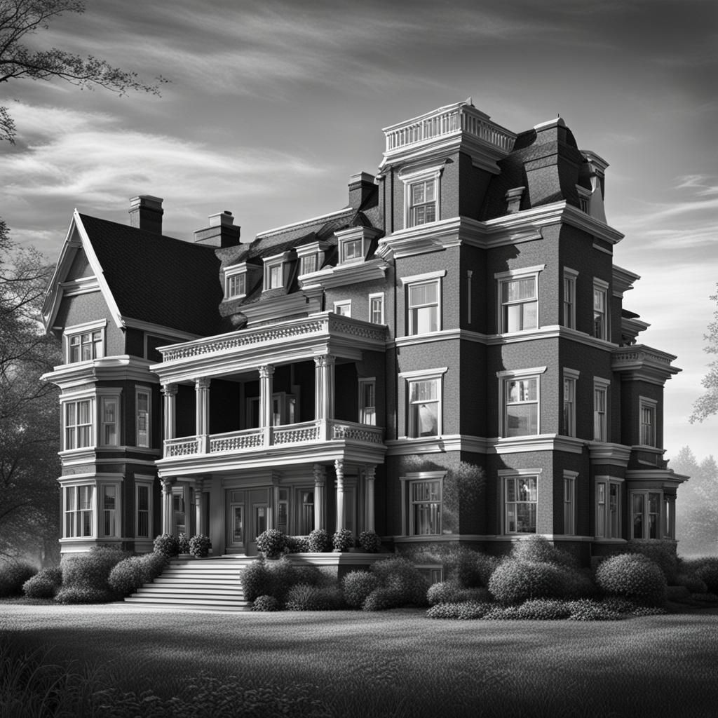 Cranston Manor: Black and White Architectural Study