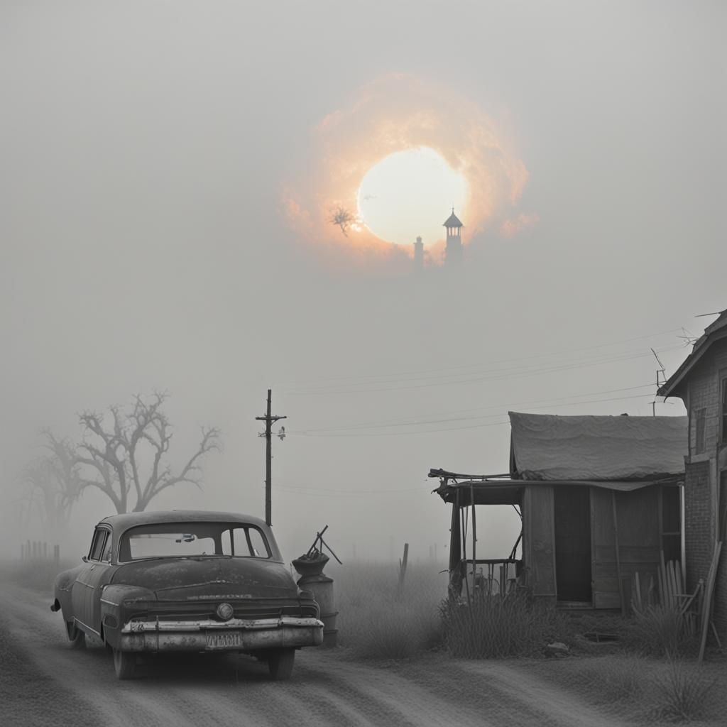 Spaghetti Western Ghost Town in Desert Dust Storm