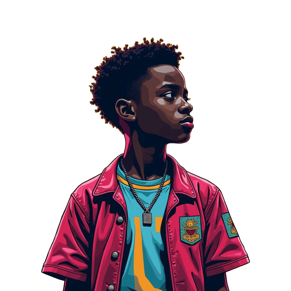 90s Black Boy in Geometric Pop Art Style